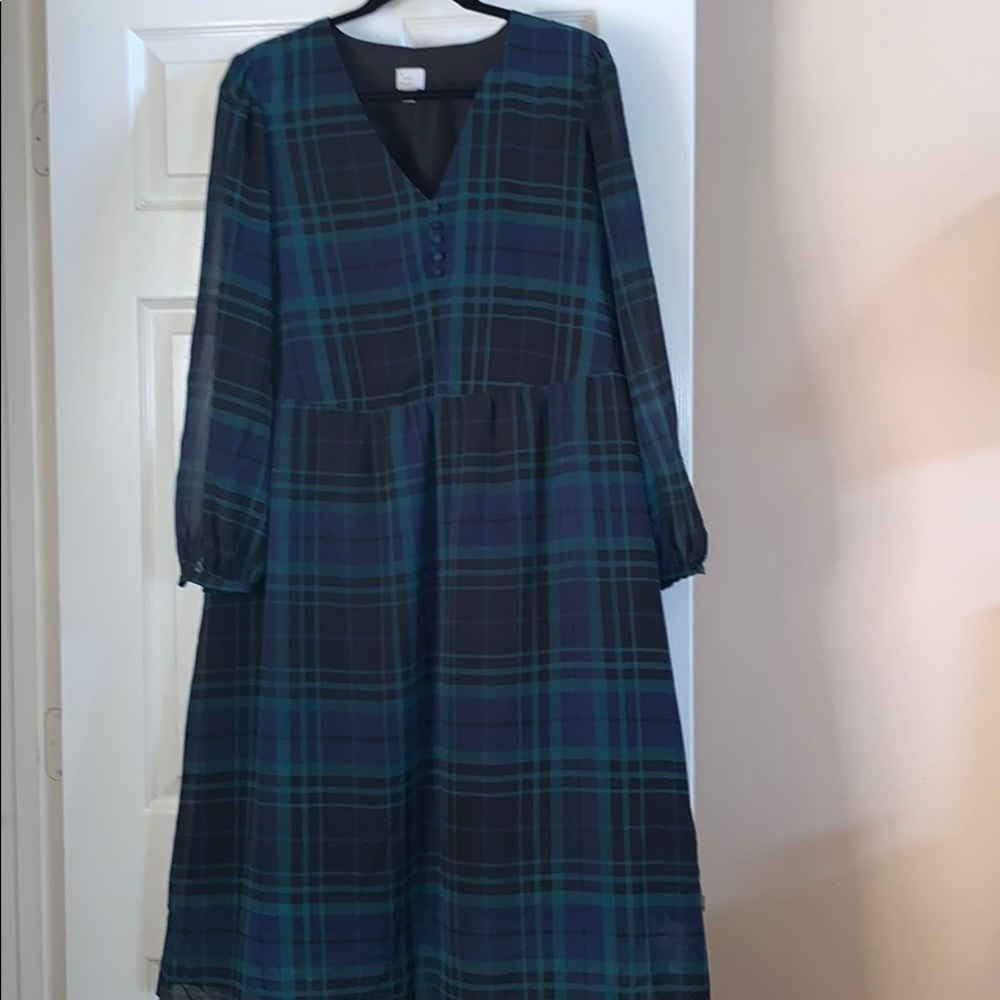 Green and black plaid dress